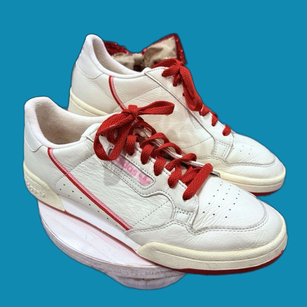 Size 9.5W/8M - Adidas Continental 80 White Shock Red/Pink